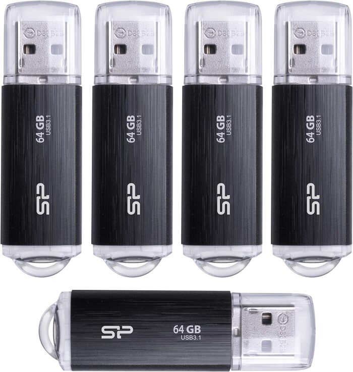 シリコンパワー【5個セット】USBメモリ 64GB USB3.1 USB3.0 3.2 USB-A メモリー USBメモリー メモリスティック 外付けメモリ 容量不足 写真 データ転送 バックアップ フラッシュ データ キャップ式 大容量 小型 コンパクト 互換性 ブラック Blaze B02 S5064GBUF3B02V1KAE｜シリコンパワーダイレクト