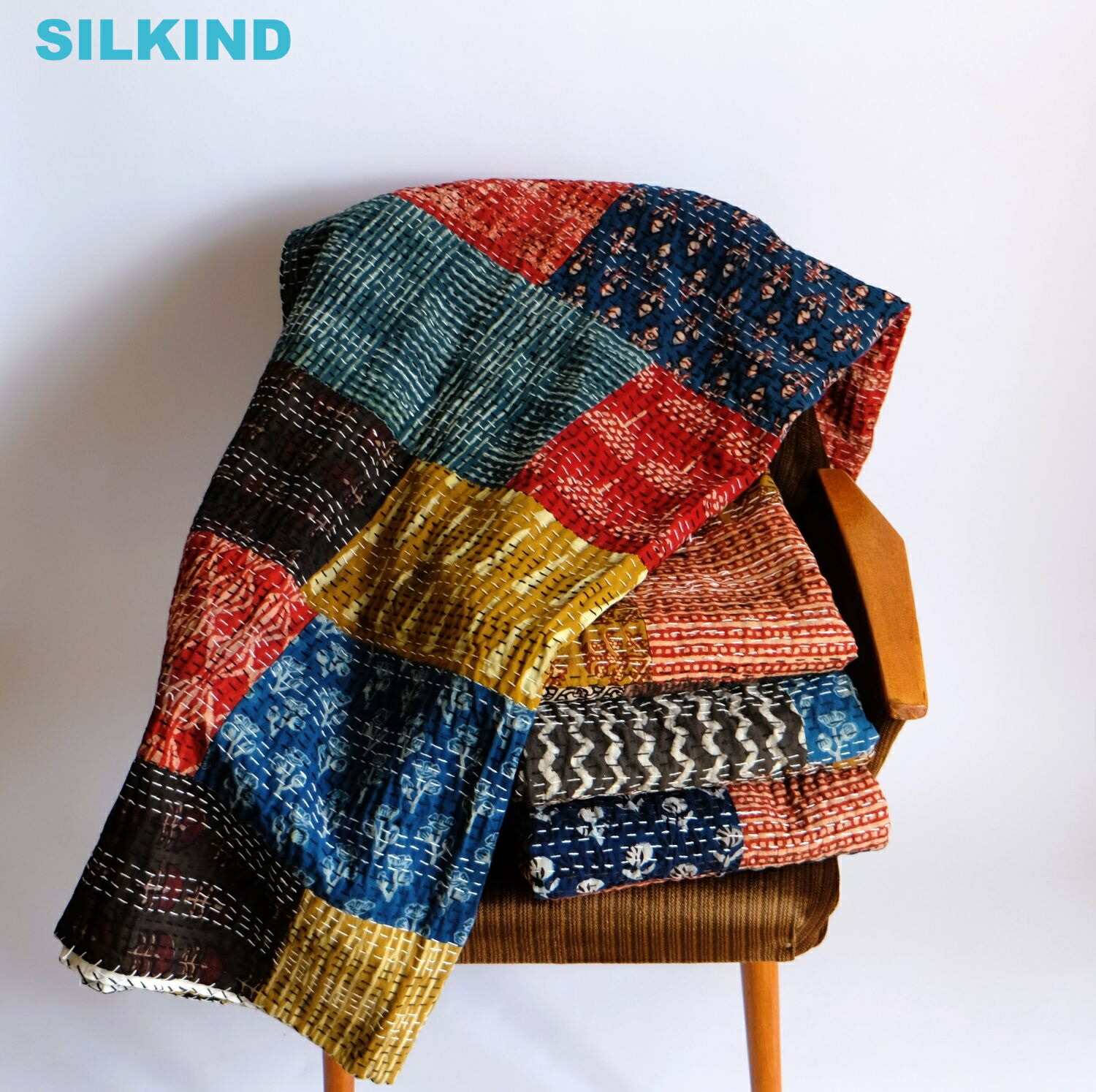 楽天市場】インド カンタ刺繍 パッチワーク ラリーキルト ヴィンテージ