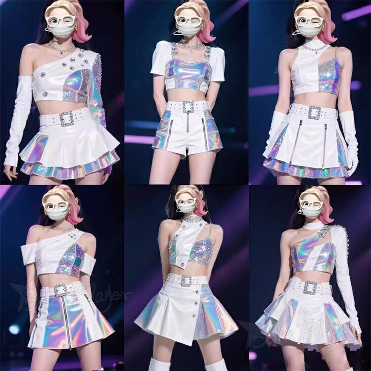 韓国 偶像 お召しもの 白 k-pop お召しもの レディース セットアップ 成年者 白 韓国 偶像お召しもの キラキラ 韓国 ズージャー社交ダンスお召しもの メタリック セットアップ レディース 成年者 お臍出し 貯蔵タンクいの一番 スコート 艶っぽい 遊撃手ズボン下 hiphop お召しもの k-pop偶像服 社交ダンス K-POP