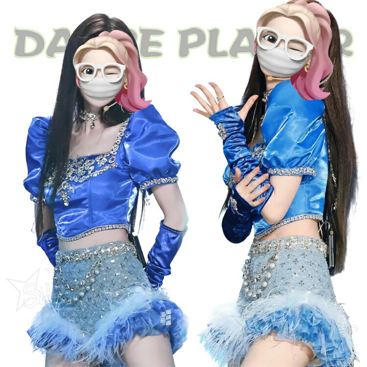 k-pop お召しもの 水色 社交ダンスお召しもの セットアップ レディース 成年者 韓国 ズージャー 社交ダンスお召しもの 韓国 偶像 お召しもの 青 K-POP お召しもの 青色 ポ壱袖 半袖 水色 お臍出し トップス k-pop お召しもの 成年者 社交ダンス仕掛ける k-pop偶像服 高座お召しもの 社交ダンス 告げ知らせる会 hiphop K-POP ガールズ