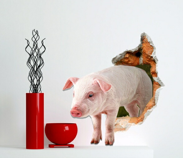 楽天市場 3d 豚 トリックアートシリーズ ウォール ステッカー