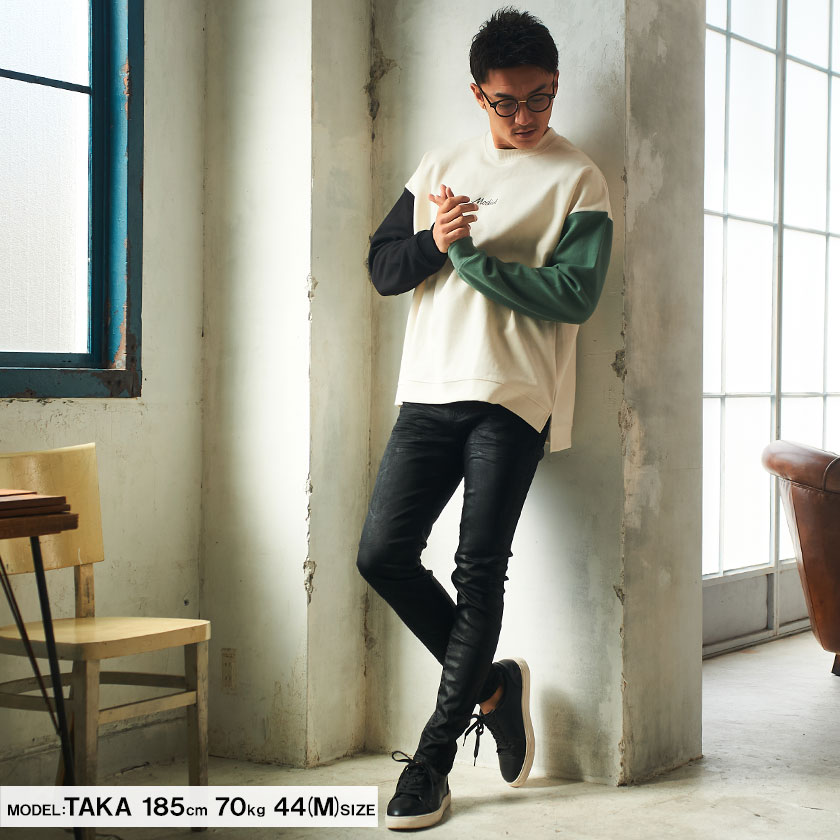 楽天市場 スキニーパンツ メンズ ダメージ コーティング加工 光沢 Cavaria キャバリア 光沢コーティングストレッチスキニーパンツ 全2色 あす楽対応 メンズ ブラック 黒 タイト スキニー クラッシュ 伸縮性 色落ち S M L Xl ダメージ インディゴ染 秋 冬 Silver