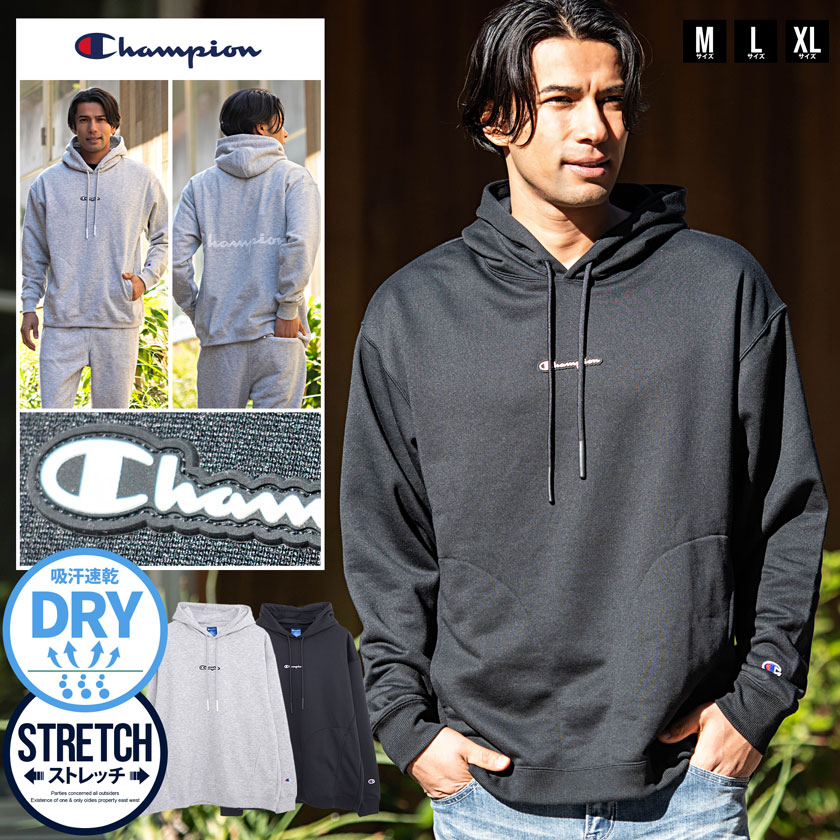 【送料無料】Champion チャンピオン パーカー メンズ テックウィーブ スウェット スエット スウェットシャツ プルオーバー スポーツ シンプル ロゴ 吸汗速乾 ストレッチ 伸縮性 軽量 C3-ZS002 国内正規品 ユニセックス 男性 男 服 春 ファッション↑↑