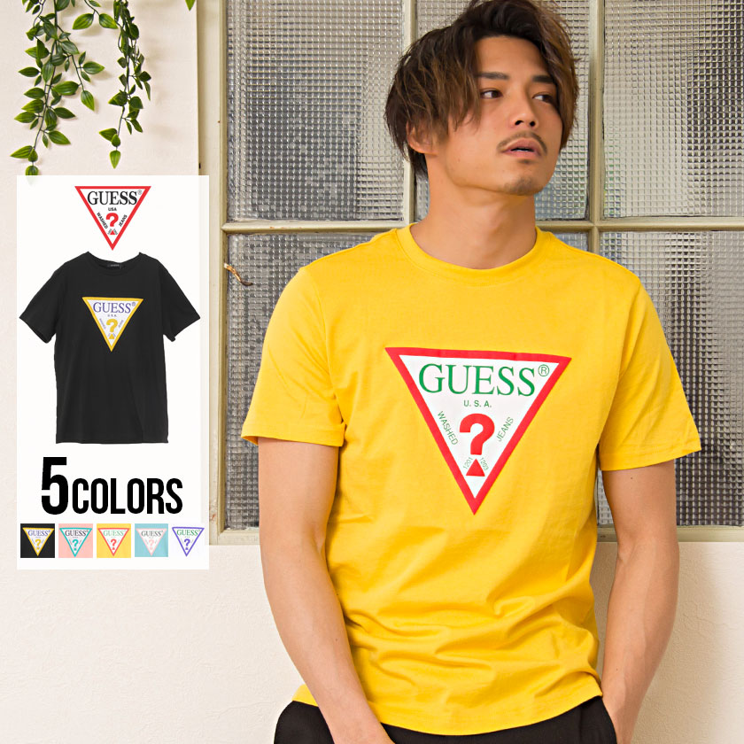 All Mens Sale Guess >> All Five Colors Of Short Sleeved T Shirt Men Guess Color Triangle Logo Crew Neck Short Sleeves T Shirt Sale All Mens Sale Guess >> All Five Colors Of Short Sleeved T Shirt Men Guess Color Triangle Logo Crew Neck Short Sleeves T Shirt Sale