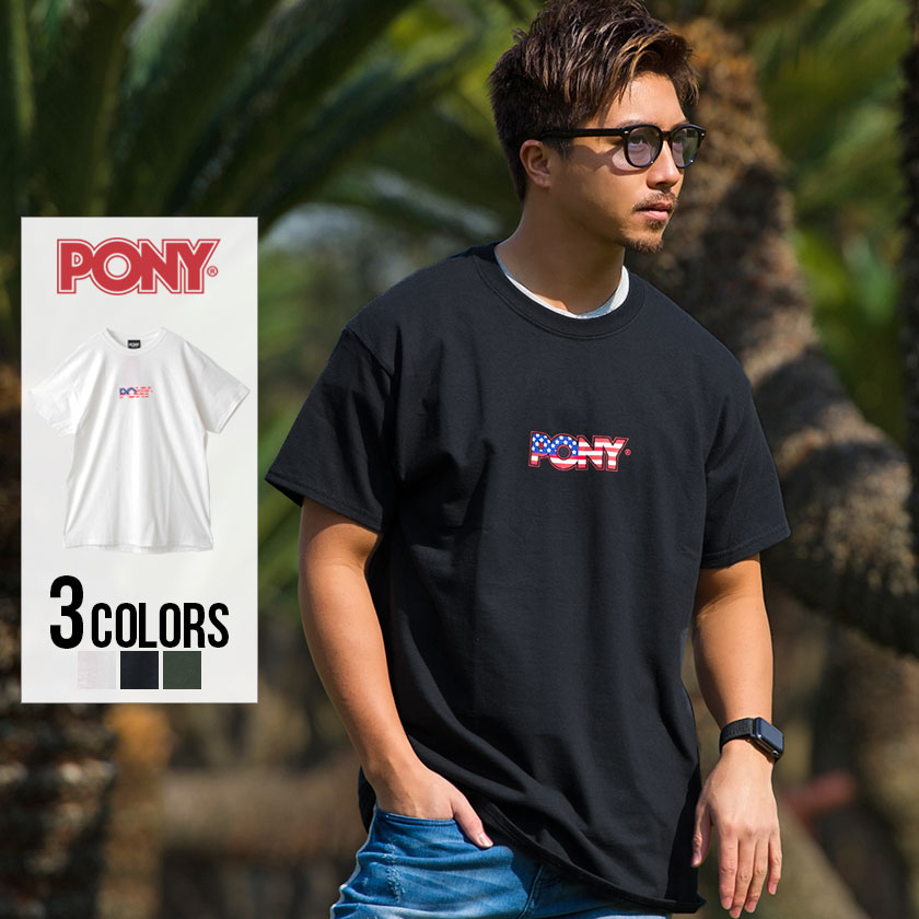 楽天市場 半袖 Tシャツ メンズ Pony ポニー Flag Pony Tee 全3色 あす楽対応 トップス ストリート シェブロン フラッグ ユニセックス M L ブラック ホワイト カーキ Bitter系 ビター系 春 19 Silver Bullet シルバーバレット