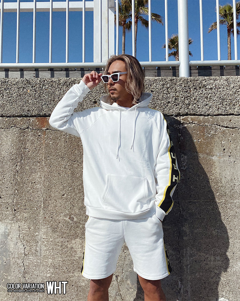 楽天市場 送料無料 ショーツ メンズ セットアップ 可能 ショートパンツ ハーフパンツ スウェット スエット ブランド ボトムス ロゴ ライン 刺繍 ホワイト ブラック Raugh ラフ Bitter系 ビター系 春 夏 春服 夏服 21 あす楽対応 Silver Bullet シルバー