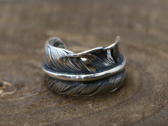 楽天市場】シルバーフェザー リング 【L・いぶし加工】 アメカジ