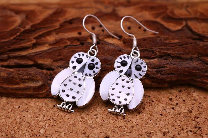 楽天市場】Inlay Owl Silver Pierced Earrings（インレイ