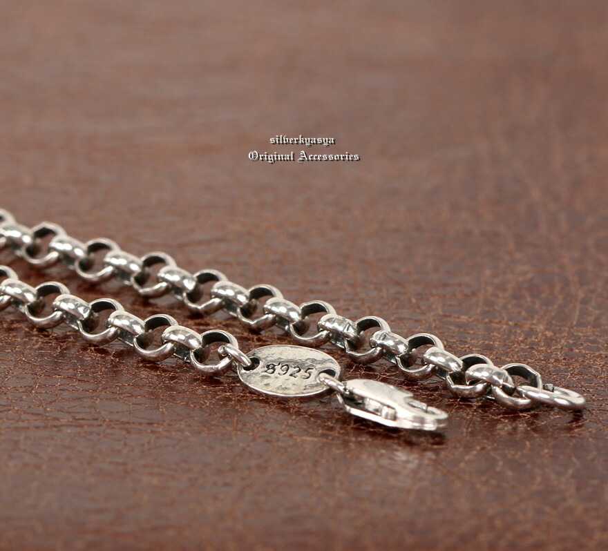 シルバー925 ロールチェーン シルバー チェーン ロール Roll Chain 幅4mm 長さ40cm 45cm 50cm 60cm  Silverkyasya メンズジュエリー・アクセサリー