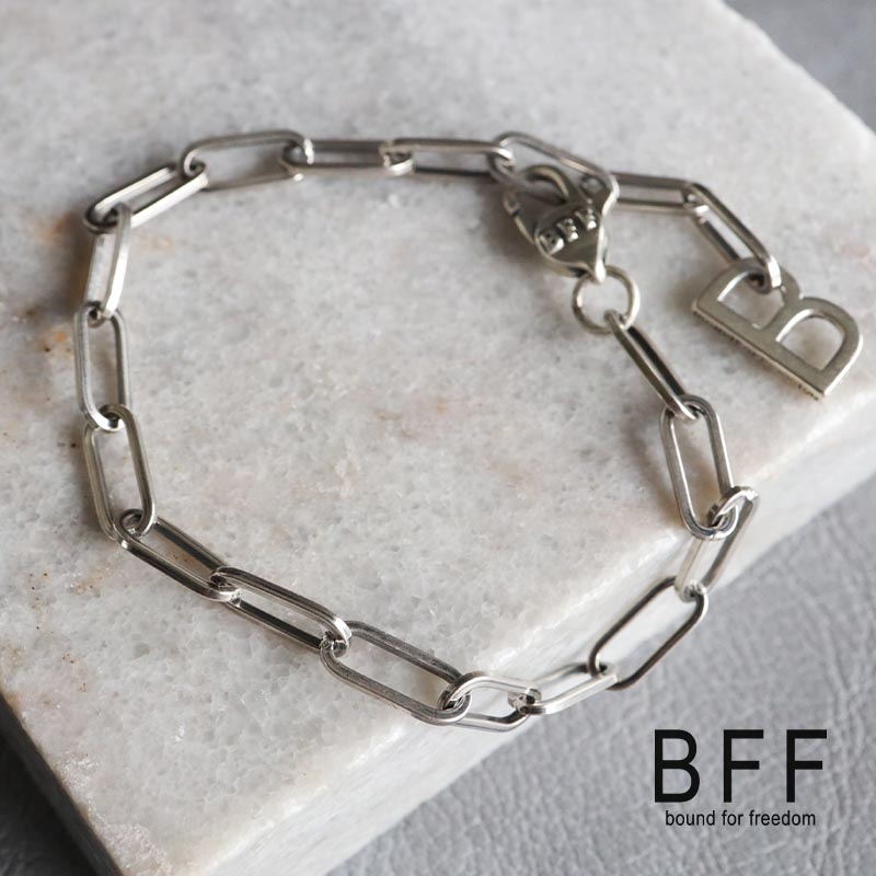 BFF ブランド チェーンブレスレット シルバー925 メンズ シンプルブレスレット B 細身 金属アレルギー対応 専用BOX付属 父の日