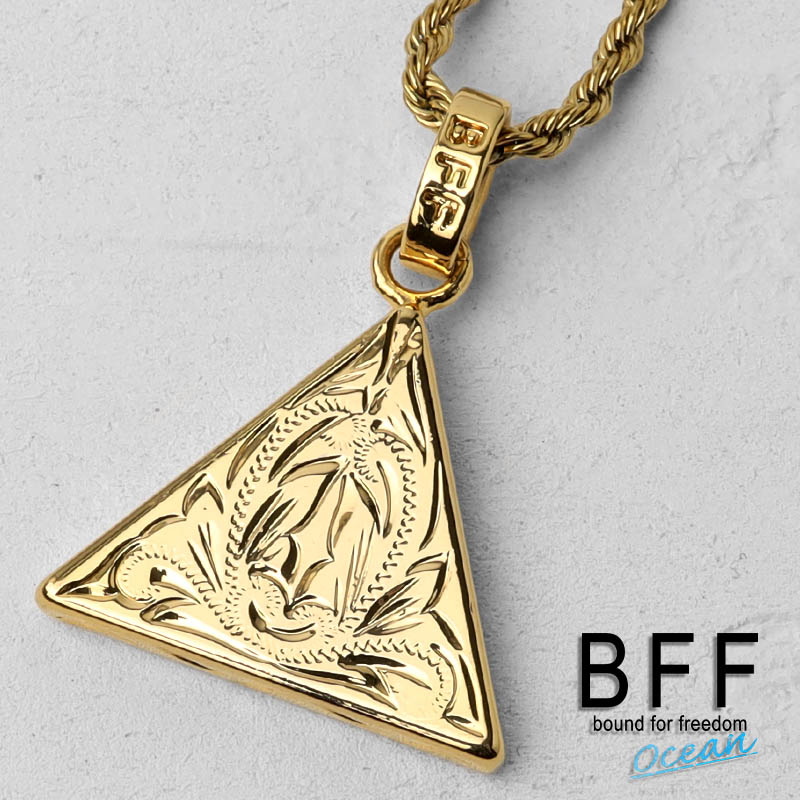Bff ブランド ゴールド 三角形 金色 プルメリア ハワイアンジュエリー トライアングルネックレス Gp 18k Gold