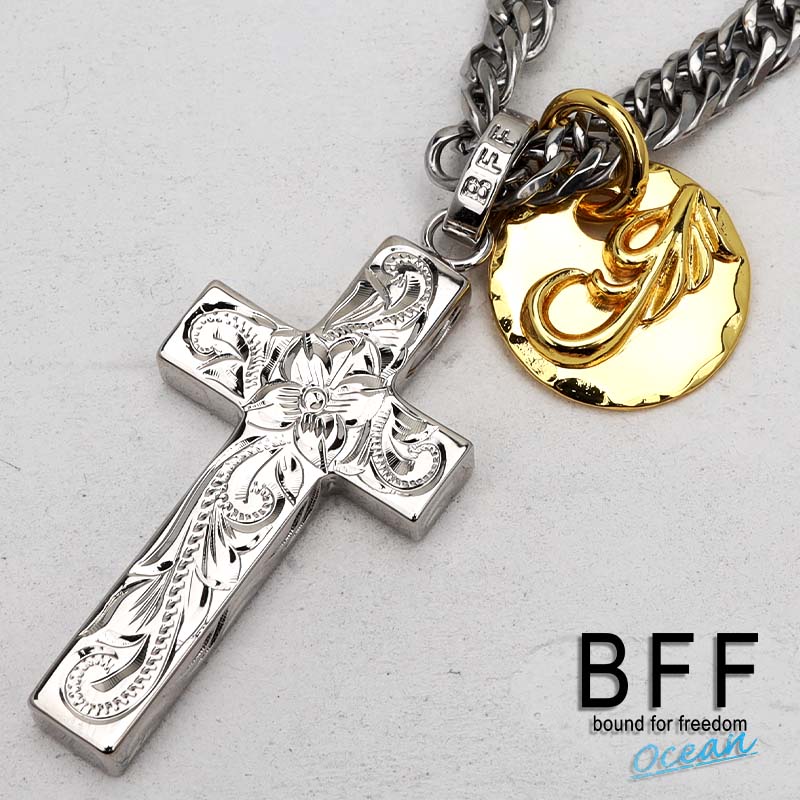 BFF ブランド クロスネックレス シルバー 銀色 silver Lサイズ