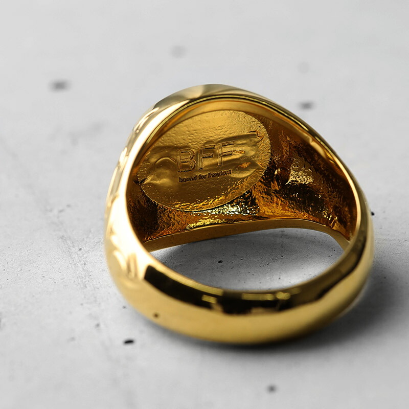 BFF ブランド 金色 GP ごつめ サークル ゴールド 18K スタンプリング 印台リング 丸型 gold ラージ パームツリー BFF ブランド 金色 GP ごつめ サークル ゴールド 18K スタンプリング 印台リング 丸型 gold ラージ パームツリー