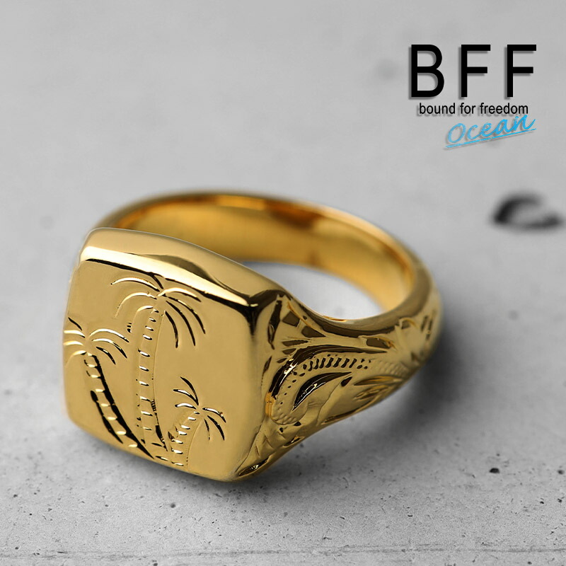 市場 \期間限定10%OFFセール BFF 小ぶり ゴールド スモール 四角 オンライン学習 K18 18金 印台リング シグネットリング リング