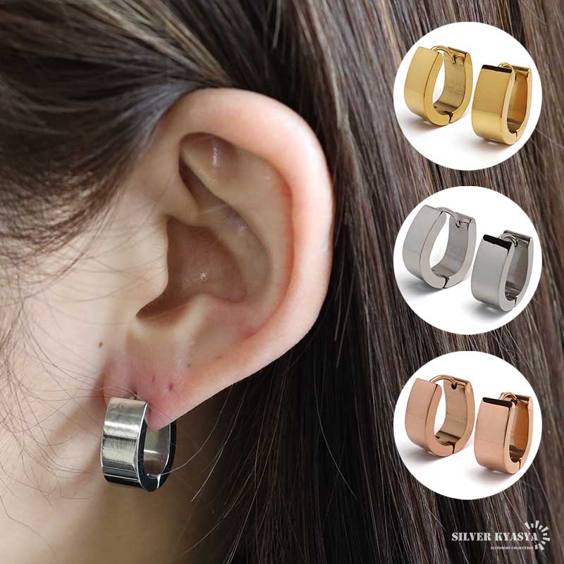 楽天市場】シルバー925 フープピアス 八角形 silver 黒 ブラック 20G