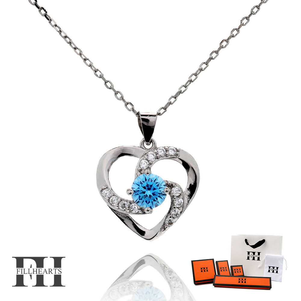 ＼ MAX20％OFFクーポン ／ FILL HEARTS ネックレス レディース 女性 大人 シルバー アクセサリー Heart & Spiral ハート スパイラル ジルコニア 金属アレルギー対応 シルバー925 S925 ロジウムメッキ 40cm 小さめ シルバーネックレス