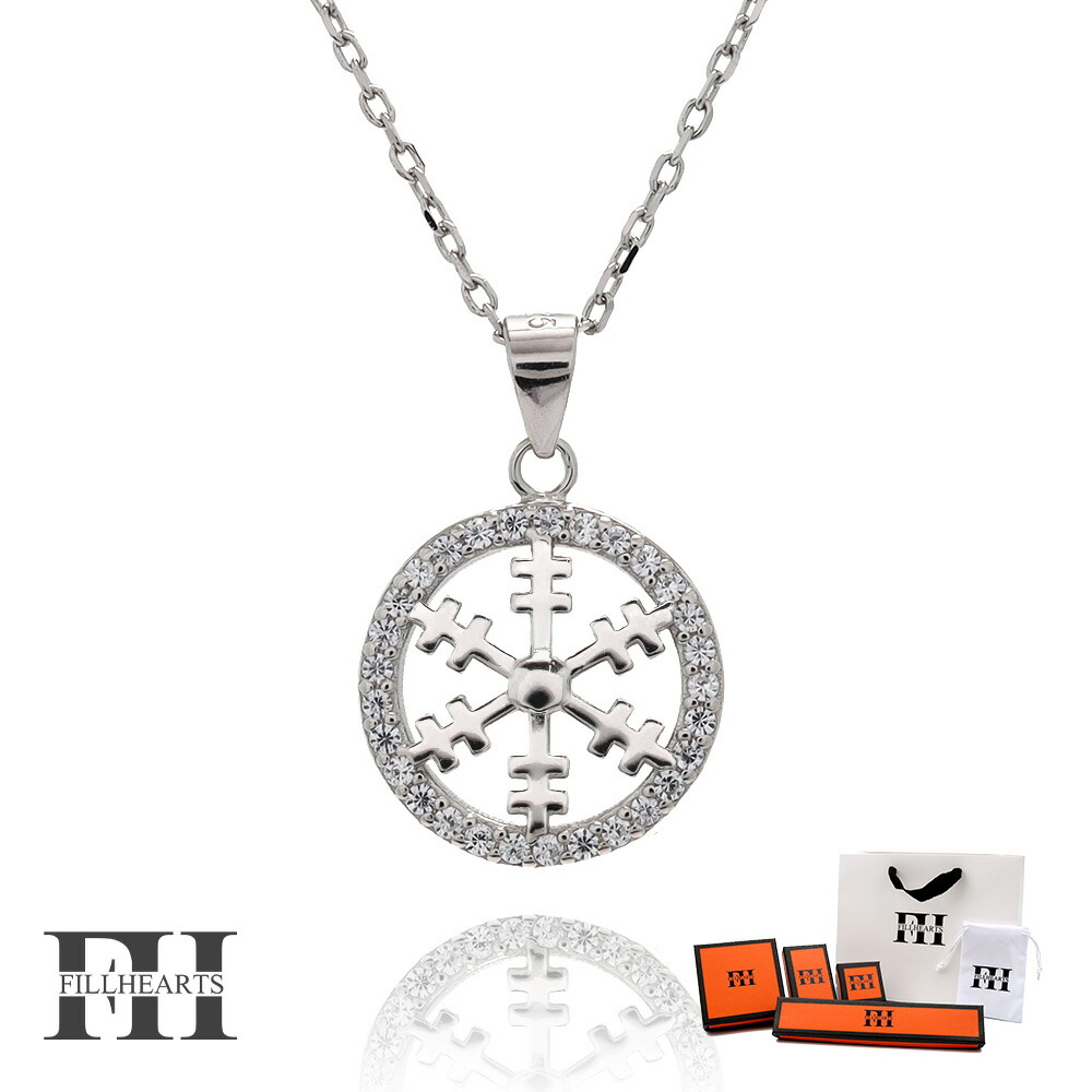 ＼ MAX20％OFFクーポン ／ FILL HEARTS ネックレス レディース 女性 大人 シルバー アクセサリー Circle & Snowflake 雪 雪華 結晶 ジルコニア 金属アレルギー対応 シルバー925 S925 ロジウムメッキ 40cm 小さめ シルバーネックレス