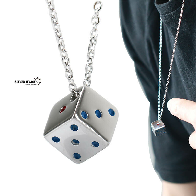 楽天市場 Stainless サイコロ ネックレス シルバー ダイスネックレス サイコロ Dice 遊び心 お洒落 存在感 シルバーアクセサリーsilverkyasya