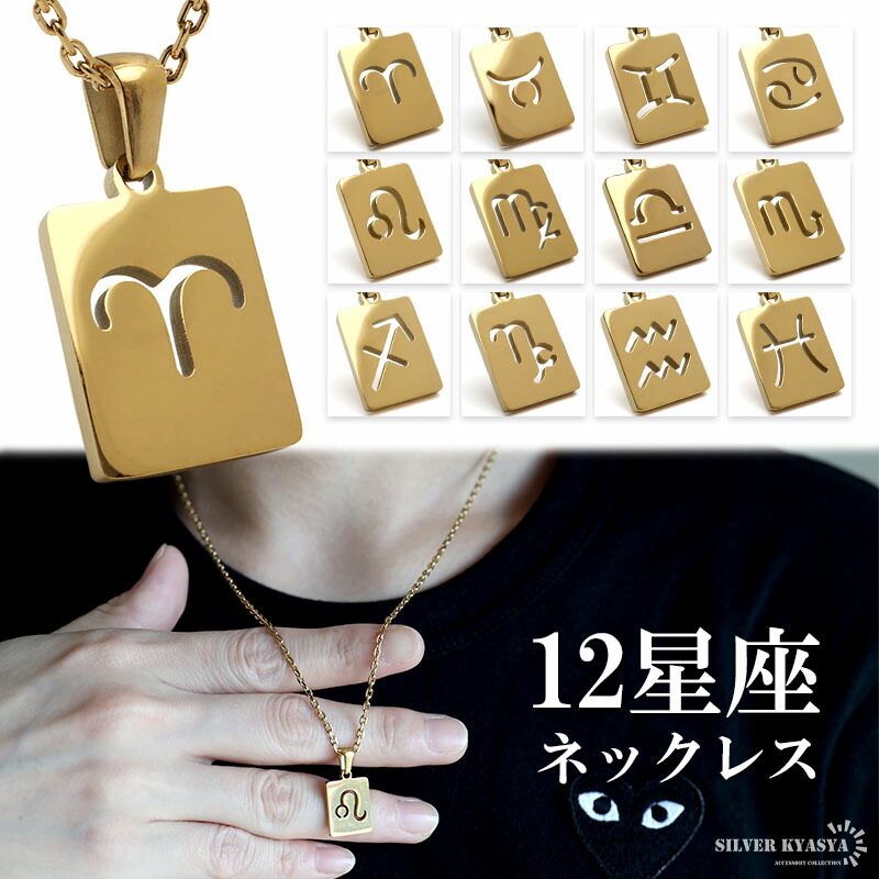 楽天市場】12星座ネックレス プレートネックレス ゴールド メンズ
