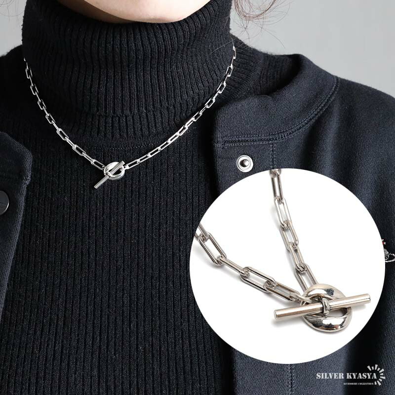 シルバー925素材 長小豆チェーン マンテルネックレス ロング小豆チェーンネックレス Tバー OT｜SILVER KYASYA