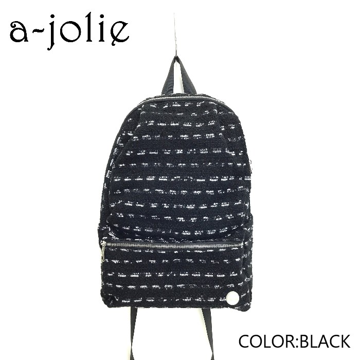 a-jolie アジョリー 一粒パール付き スターエンボス　ブラック 楽天市場】a-jolie 一粒パール付き 星エンボス加工 リュック