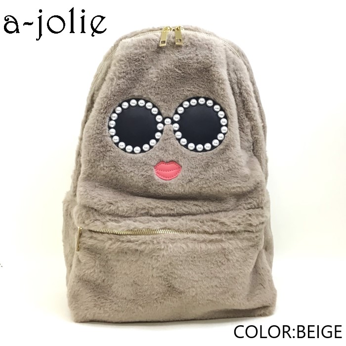 アジョリー 】 完売品 黒 パール レザー フリル リュック
