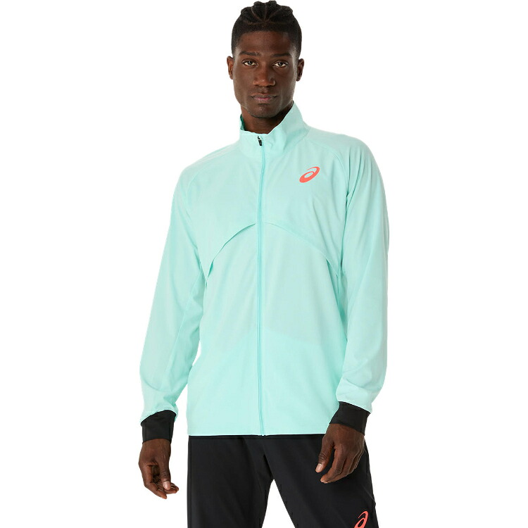 asics アシックス HYBRID STRETCH WOVEN JACKET ILLUMINATE MINT XS 2091A752 413 | スポーツ ウェア トップス アウター 長袖 ロングスリーブ ストレッチ性 伸縮性 スタンドネック 陸上競技 陸上 トレーニングウェア トレーニング メンズ｜SIMONS STORE