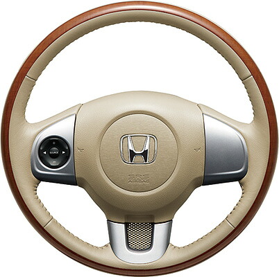 HONDA ホンダ NBOX+ N-BOX+ plus エヌボックスプラス ホンダ 純正 ステアリングホイール 本革×木目調コンビ(ステアリングガーニッシュ装備車用)ベージュ 2012.12~2013.11|SIMONS STORE