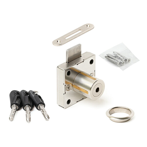 SUGATSUNE スガツネ工業 面付 シリンダー 錠 棒状キータイプ 7110型 150-001-059 7110-24-DN-D | DIY LAMP ランプ 金物 金具 建具 部品 ツール 鍵 錠 セキュリティ部品 面付シリンダー錠 片開き扉 引き出し 棒状キー ステンレス鋼｜SIMONS STORE