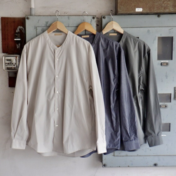 【エシカルプライス】通貨価値17,380円 天使の都市 MOND. ラモンド SOFT COTTON BAND COLLAR SHIRT 3 colors LM-S-094-CT