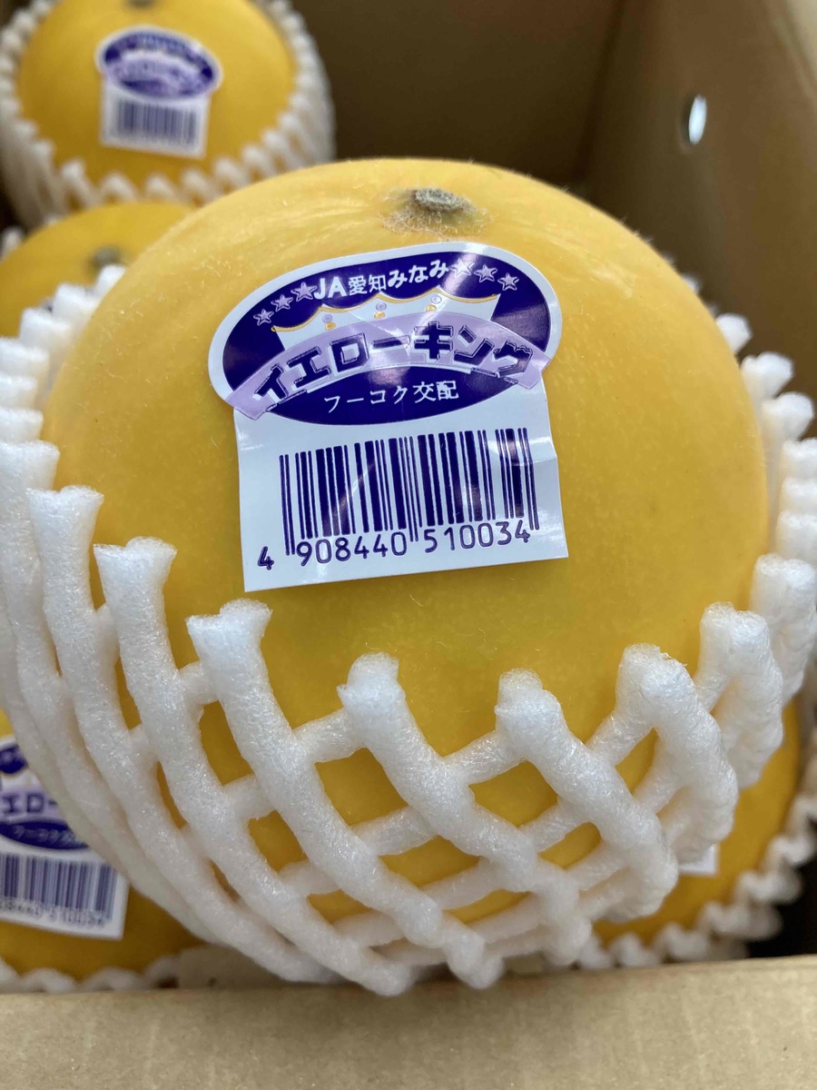愛知　田原産　イエローキングメロン（大きさお任せ）<br>　　　　　　1ケース（3玉～6玉）<br><br>母の日、父の日ギフトに最適<br><br>御中元好適品！　熨斗、簡易包装対応します