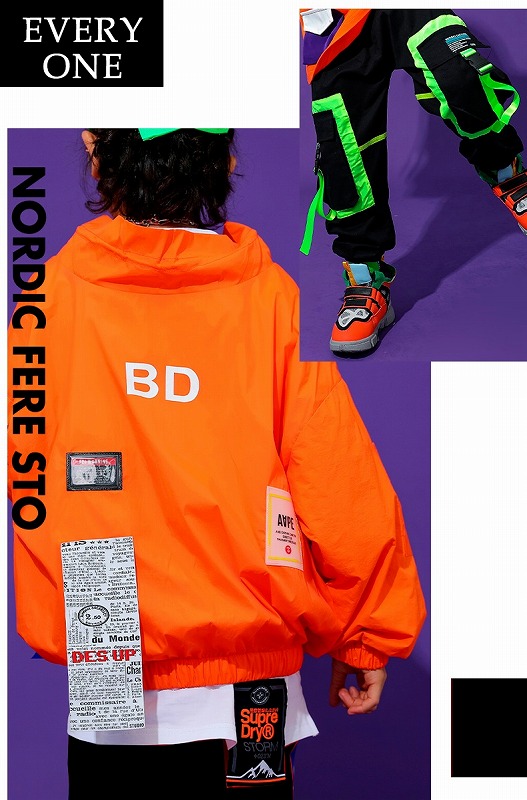 キッズ ダンス衣装 ヒップホップ セットアップ ウィンドブレーカー 上下 キッズダンス衣装 男の子 ガールズ トップス パンツ デニム オレンジ  K-POP 韓国 黒 10％OFF