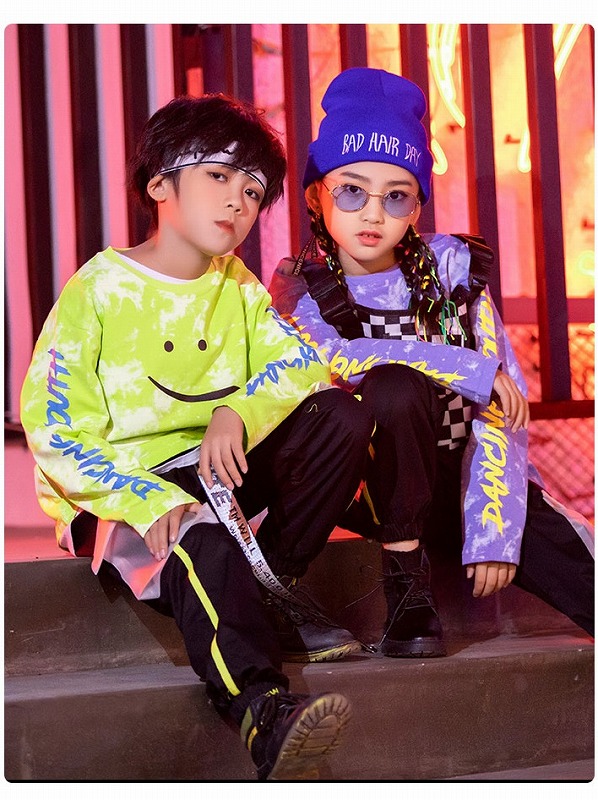 楽天市場 キッズダンス衣装 セットアップ ヒップホップ ファッション ダンス衣装 キッズ 男の子 ガールズ Tシャツ パンツ 黄緑 紫 黒 K Pop 韓国 Sims Mart