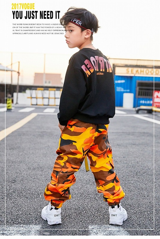 楽天市場 迷彩パンツ ダンス衣装 キッズ ヒップホップ ファッション 迷彩ズボン 男の子 K Pop 韓国 オレンジ 紫 グレー ピンク 黄色 Sims Mart