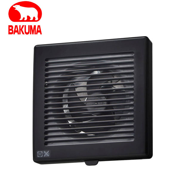 バクマ工業 KPH-08-BK 排気ファン 強制排気用 格子形(大風量形) ブラック パイプ用ファン【取寄商品】