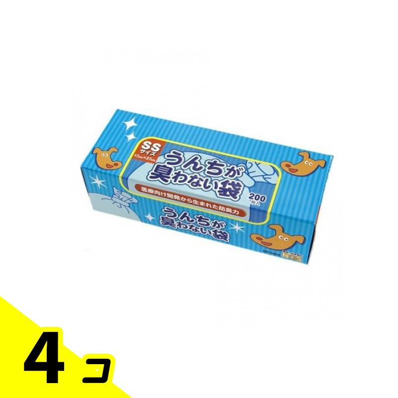 【送料無料！（地域限定）】うんちが臭わない袋 BOS(ボス) イヌ用 SSサイズ 箱型 大容量 200枚入 4個セット