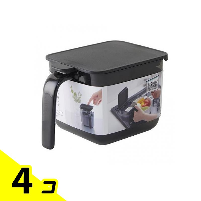 【送料無料！（地域限定）】マーナ 調味料ポットワイド ブラック 600mL (K-775BK) 4個セット