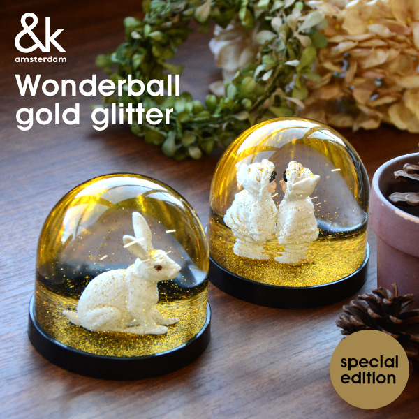 Wonder ball gold glitter ワンダーボールゴールドグリッター 限定モデル スノードーム 輸入雑貨 ギフト クリスマス 飾り 雑貨 北欧 グッズ プレゼント 男の子 女の子 可愛い かわいい おしゃれ 置物 オブジェ うさぎ 腕時計とおもしろ雑貨のシンシア