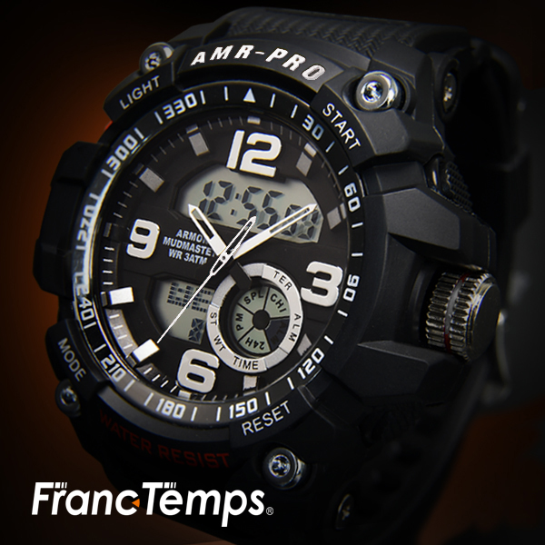 メンズ腕時計 FrancTemps AMR-PRO フランテンプス アーマープロ ブランド ラバーベルト デジタル アナログ カジュアル 男性