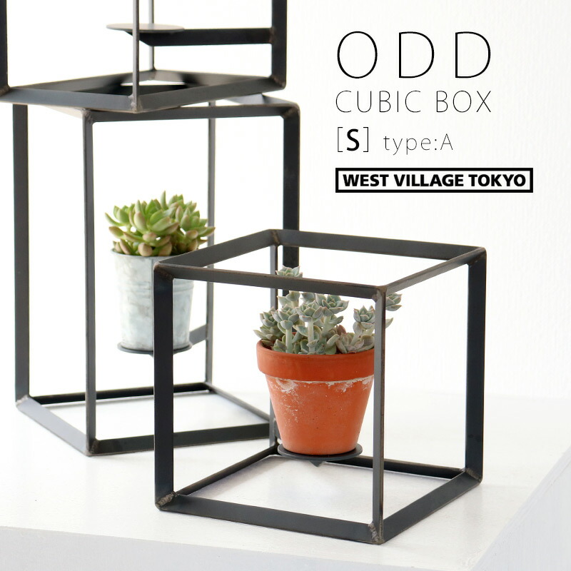 【楽天市場】【MAX2000円OFFクーポン】ODD CUBIC BOX [S] タイプA ディスプレイボックス プランタースタンド アイアン ...