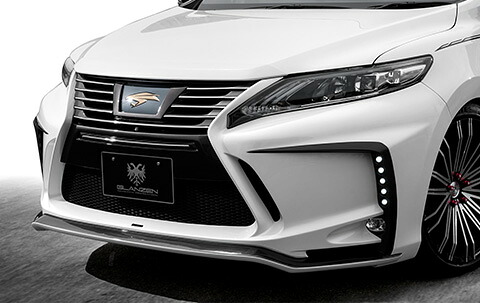 シルクブレイズ ハリアー 60系 ZSU ASU6#W AVU65W 後期 フロントバンパー プリクラ対応 ウインカー機能無LED付 FRP 塗り分け塗装 GL-60HAMP-FB SilkBlaze GLANZEN グレンツェン