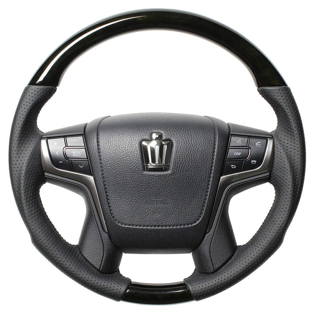レアル ランドクルーザープラド 150系 後期 ステアリング ラウンドシェイプ H30P-BKW-BK REAL プレミアムシリーズ