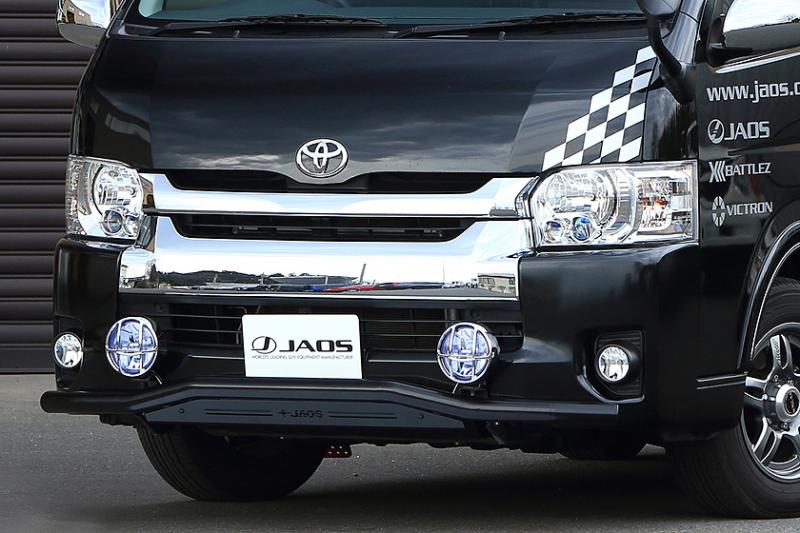 ジャオス ハイエース 200系 フロントスキッドバー ブラック/ブラック バー:ステンレス 粉体塗装 B150204D JAOS