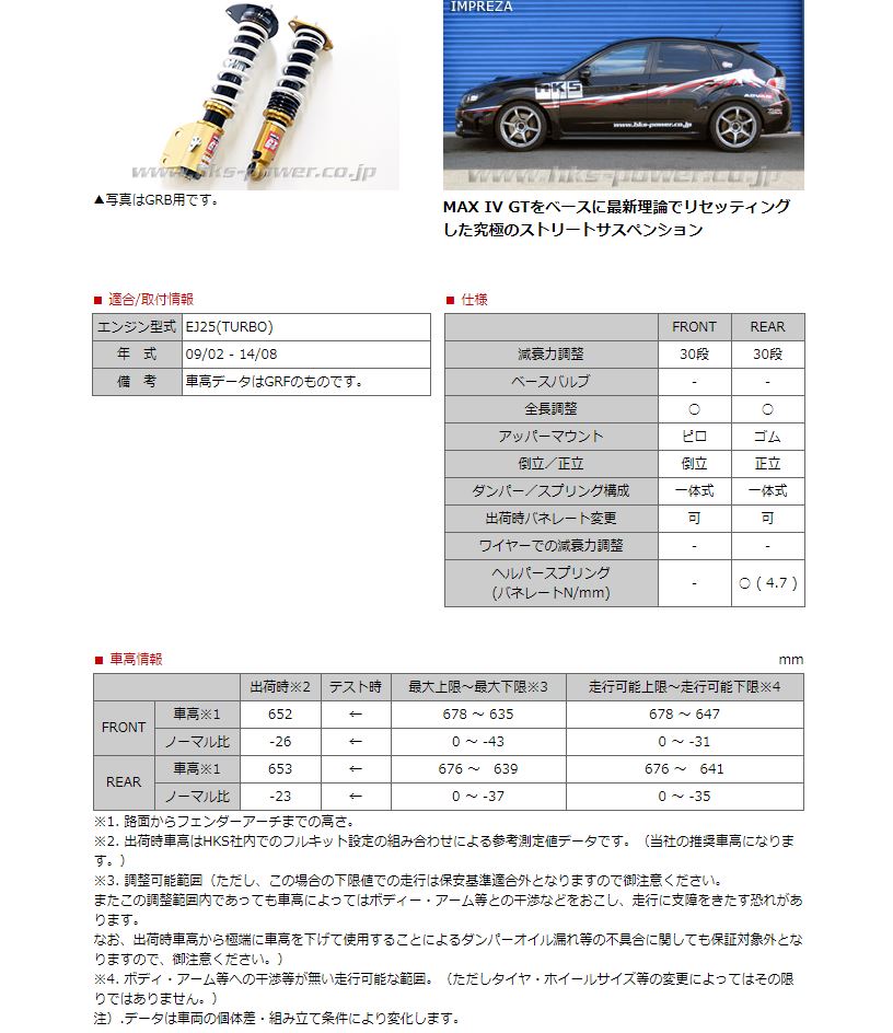 メーカー直送ランキング1位 インプレッサgrf Hks 車高調マックス4 Gt Spec A スペックa ハイパーマックスシリーズ Af001v エッチケーエス条件付き送料hks インプレッサgrf 車高調マックス4 Gt Spec A スペックa ハイパーマックスシリーズ