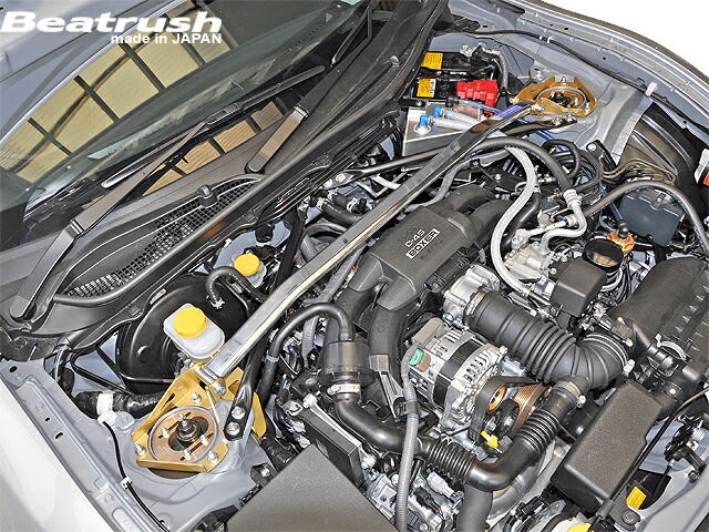 レイル 86 ハチロク ZN6 フロント ストラットタワーバー タイプ1 シャフト:アルミオーバルパイプ、ポリッシュ ブラケット:スチール製、ゴールド塗装 S86400-FTA LAILE Beatrush ビートラッシュ|シンシアモール 店