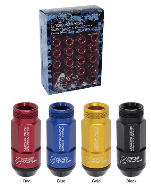 協永産業 シェルタイプ ロック ナットセット RL53 20個 M12XP1.5 ローレット 全長53mm　アルミシェル44mm RL53-11A KYO-EI Kics LEGGDURA RACING Shell Type キックス レデューラレーシング｜シンシアモール 店