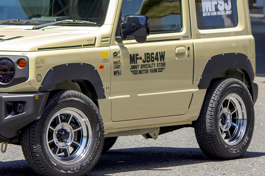 【楽天市場】モーターファーム ジムニー JB64 9mmオーバーフェンダー 皮シボ調 リベット付 4P ABS製 64EX-9OFR ...