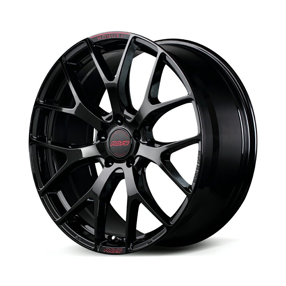 RAYS HOMURA 2X7FT SPEC M 19インチ 5H114.3 7.0J 7J+38 5穴 ホイール 4本 グロッシーブラック RAP レッドクリアー B8J