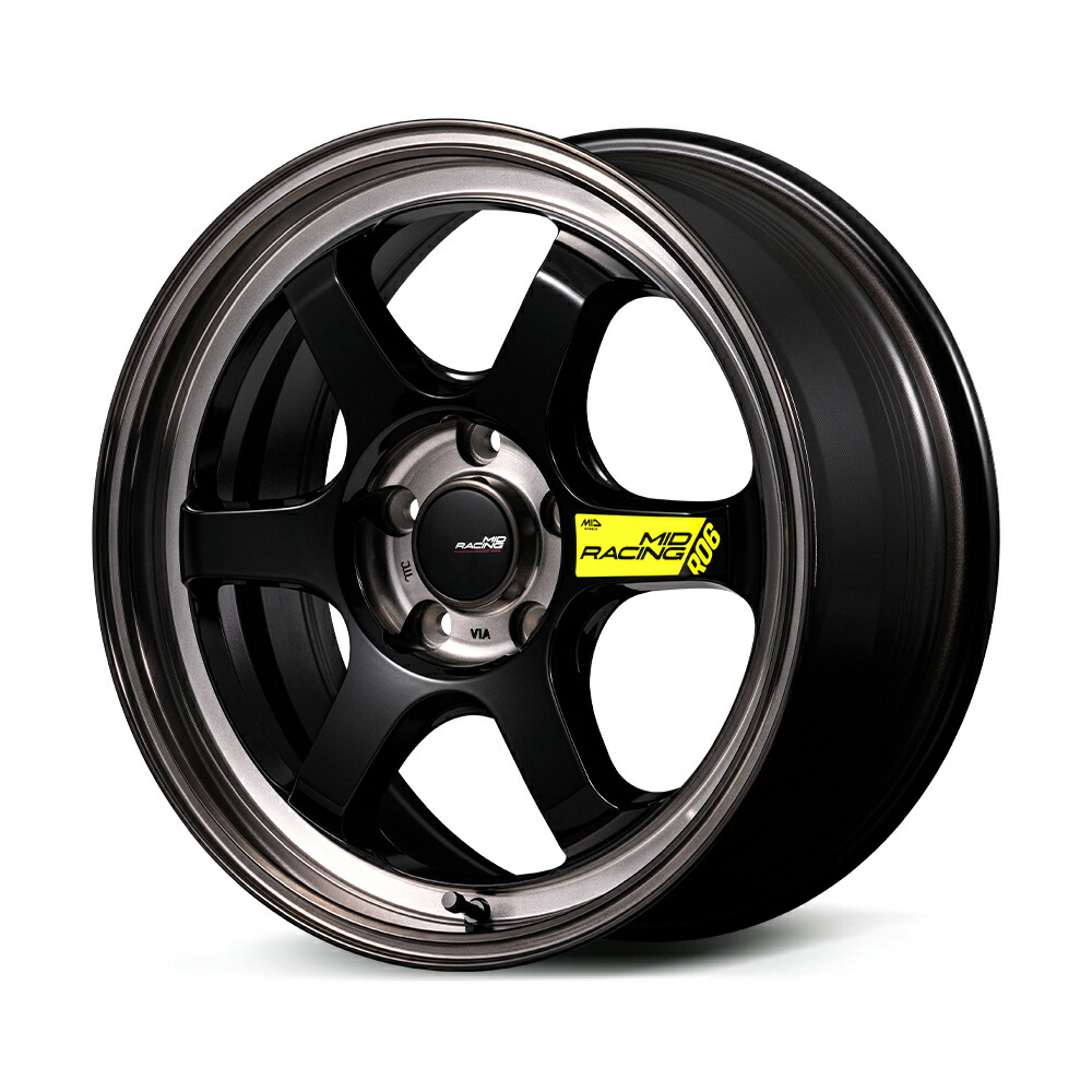 17インチ 5H100 7.5J+40 5穴 R06 ホイール 4本 ブラッククリアポリッシュ MID MID RACING R06