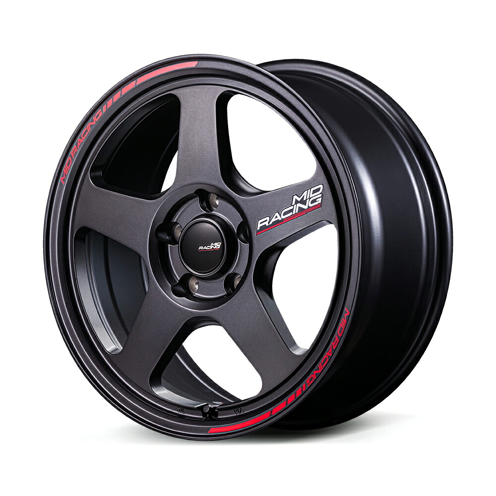 17インチ 5H100 7.5J+40 5穴 ホイール 1本 ターマックブラック MID RACING TR50